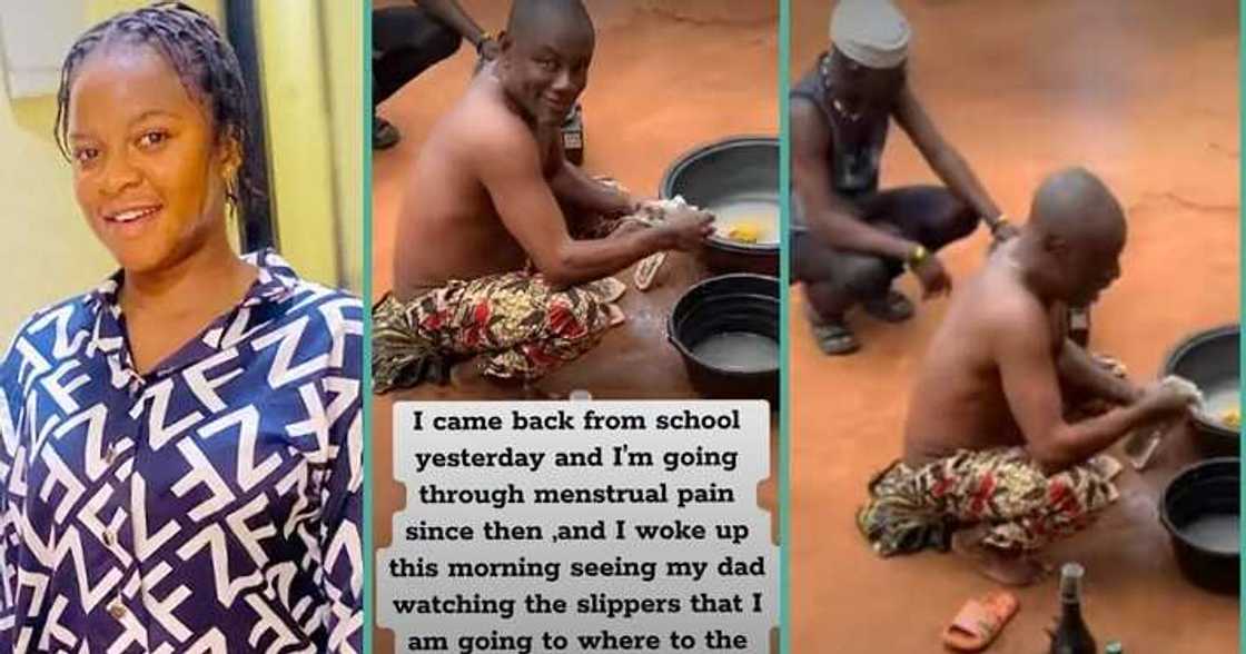 Lady shares video of dad washing her slippers Lady shares video of dad washing her slippers
