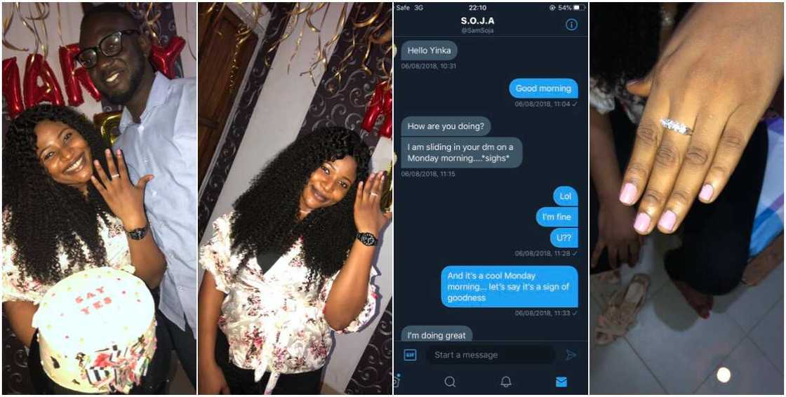 Nigerian man proposes to lady 2 years after sliding into her DM, this is what she says