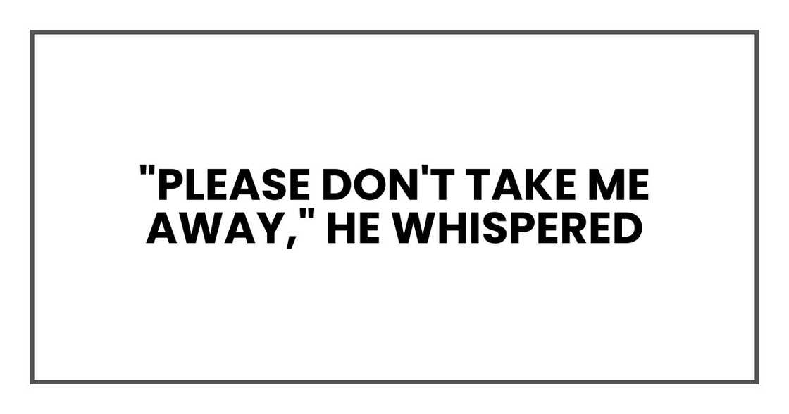 "Please don't take me away," he whispered