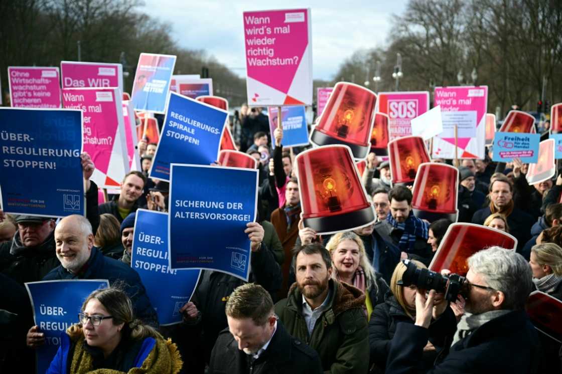 Slashing bureaucracy was a key demand at a recent Berlin protest called by business groups wanting to revive the stagnating economy Slashing bureaucracy was a key demand at a recent Berlin protest called by business groups wanting to revive the stagnating economy