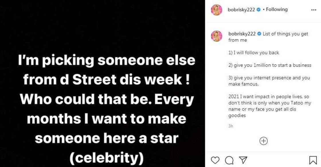 Bobrisky vows to give lucky fans N1 million and also make them celebrities Bobrisky vows to give lucky fans N1 million and also make them celebrities