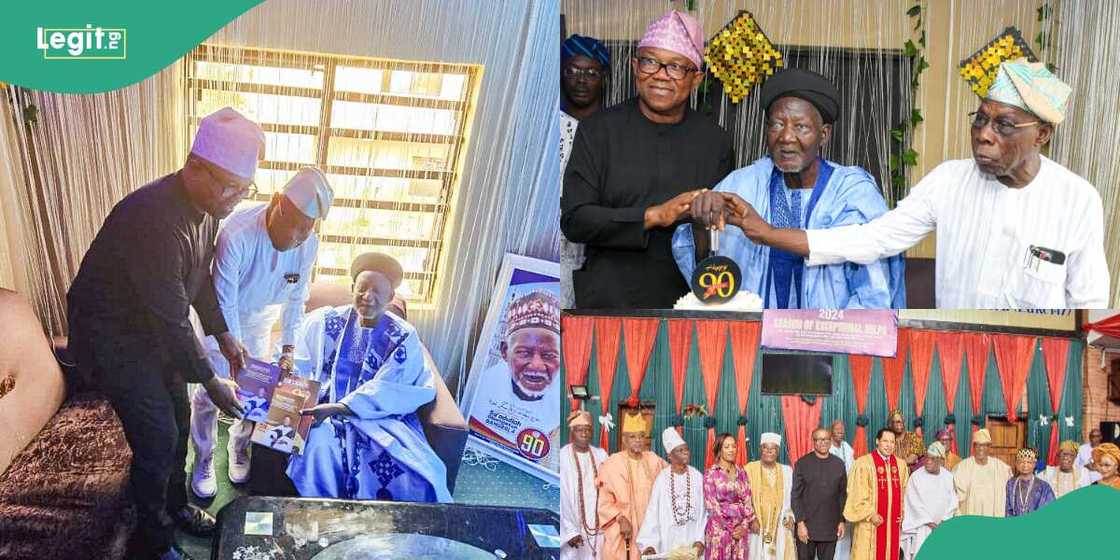 Ex-President Olusegun Obasanjo and Peter Obi linked up at the 90th birthday of the Chief Imam of Egbaland Ex-President Olusegun Obasanjo and Peter Obi linked up at the 90th birthday of the Chief Imam of Egbaland