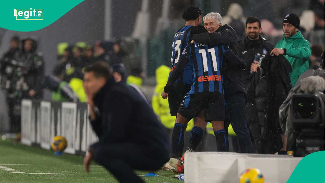 Ederson, Thiago Motta, Gian Piero Gasperini, Ademola Lookman, Atalanta, Juventus, Allianz Stadium, Turin, Italy, Serie A. Ederson, Thiago Motta, Gian Piero Gasperini, Ademola Lookman, Atalanta, Juventus, Allianz Stadium, Turin, Italy, Serie A.