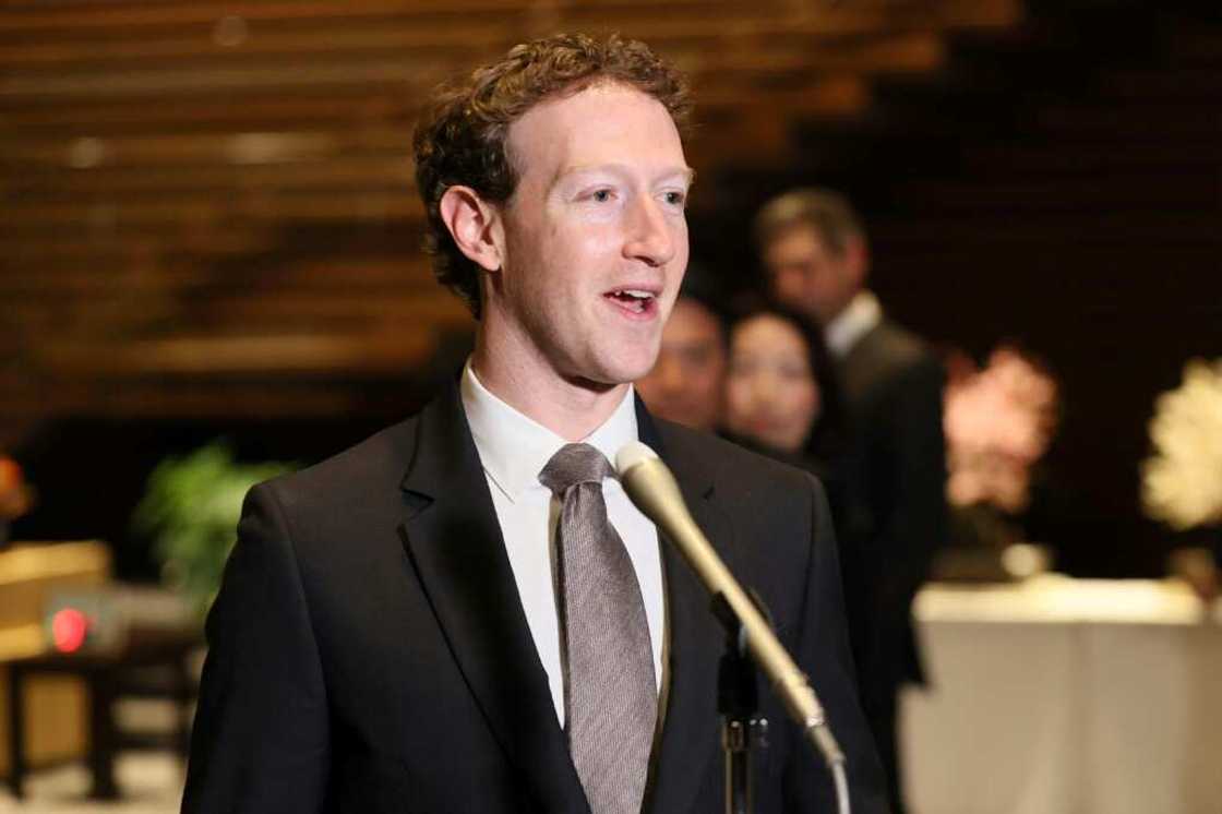 Mark Zuckerberg, head of US tech giant Meta, speaks to reporters at the Japanese prime minister's office Mark Zuckerberg, head of US tech giant Meta, speaks to reporters at the Japanese prime minister's office