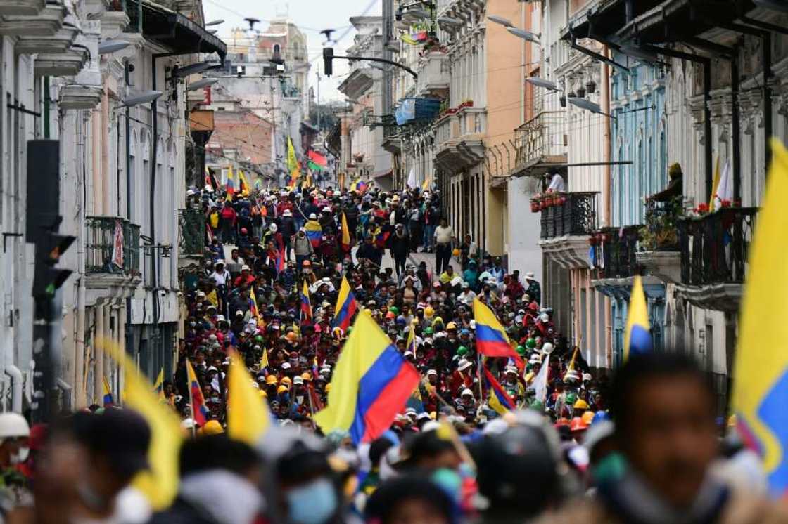 An estimated 14,000 protesters are taking part in a nationwide show of discontent against rising hardship in an economy dealt a serious blow by the coronavirus pandemic An estimated 14,000 protesters are taking part in a nationwide show of discontent against rising hardship in an economy dealt a serious blow by the coronavirus pandemic
