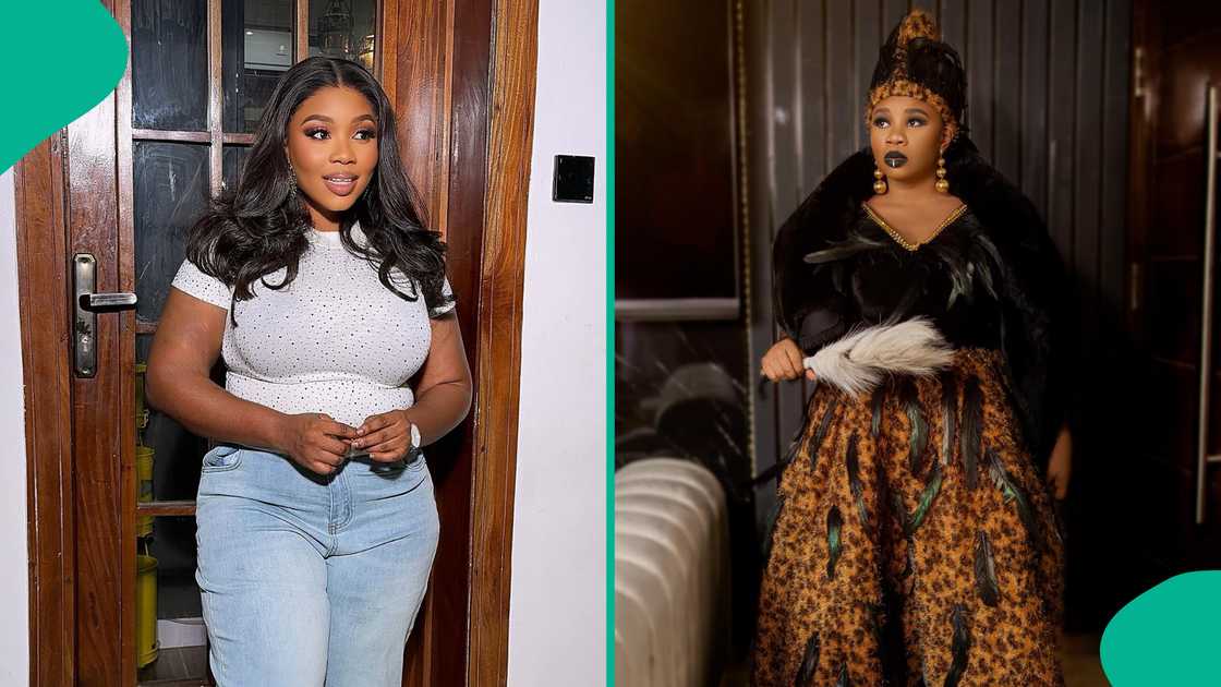 Check out the 2 outfits Wunmi Toriola wore for Queen Lateefah premiere that had fans talking (videos)