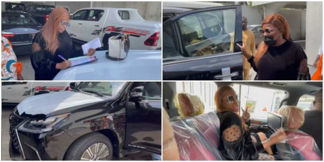 New Whip Alert: Funke Akindele Cops 'Tear Rubber' Lexus SUV, Hubb JJC Skillz Congratulates Her New Whip Alert: Funke Akindele Cops 'Tear Rubber' Lexus SUV, Hubb JJC Skillz Congratulates Her