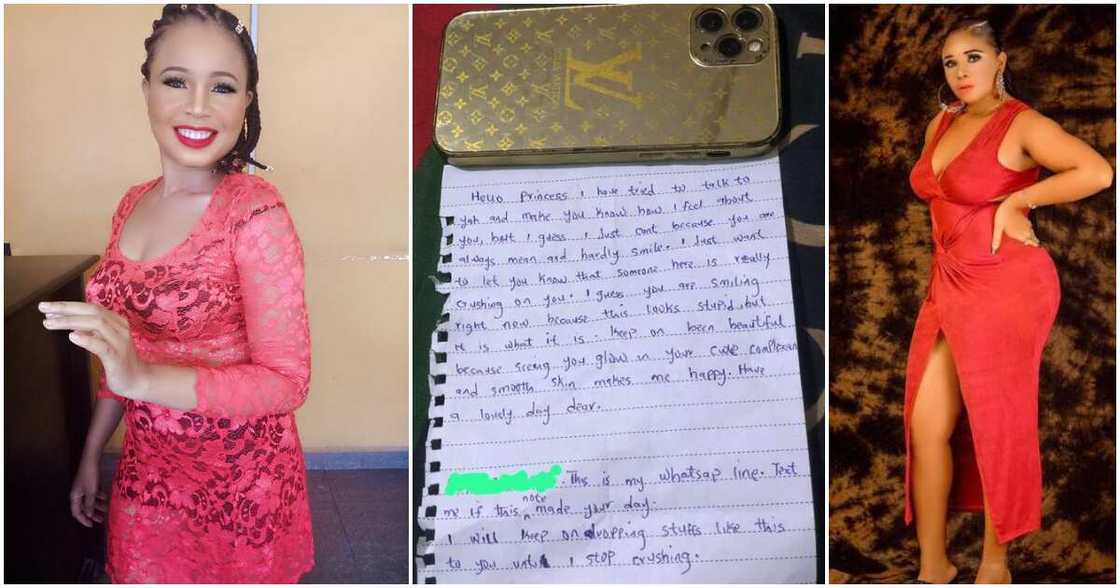 Princess Chuks, lady shares sweet note an admirer left, doorstep, Nigerian lady, love letter Princess Chuks, lady shares sweet note an admirer left, doorstep, Nigerian lady, love letter