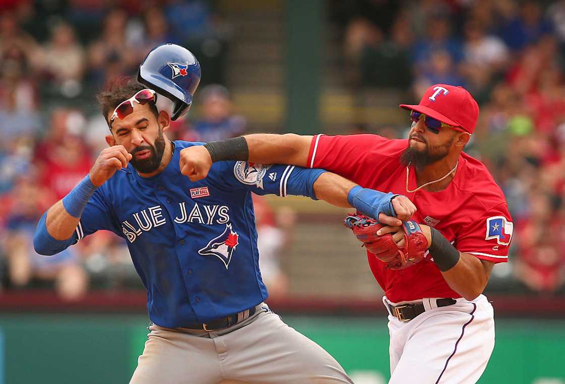 Jays Jose Bautista gets hit by Texas Rangers Jays Jose Bautista gets hit by Texas Rangers