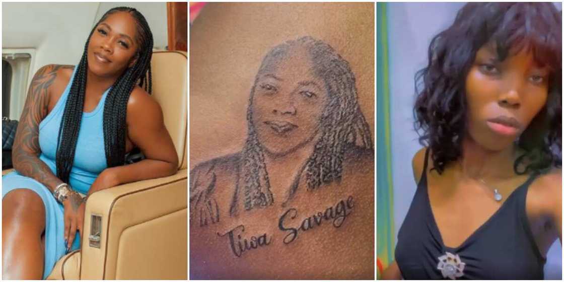 Tiwa Savage's fan gets tattoo Tiwa Savage's fan gets tattoo
