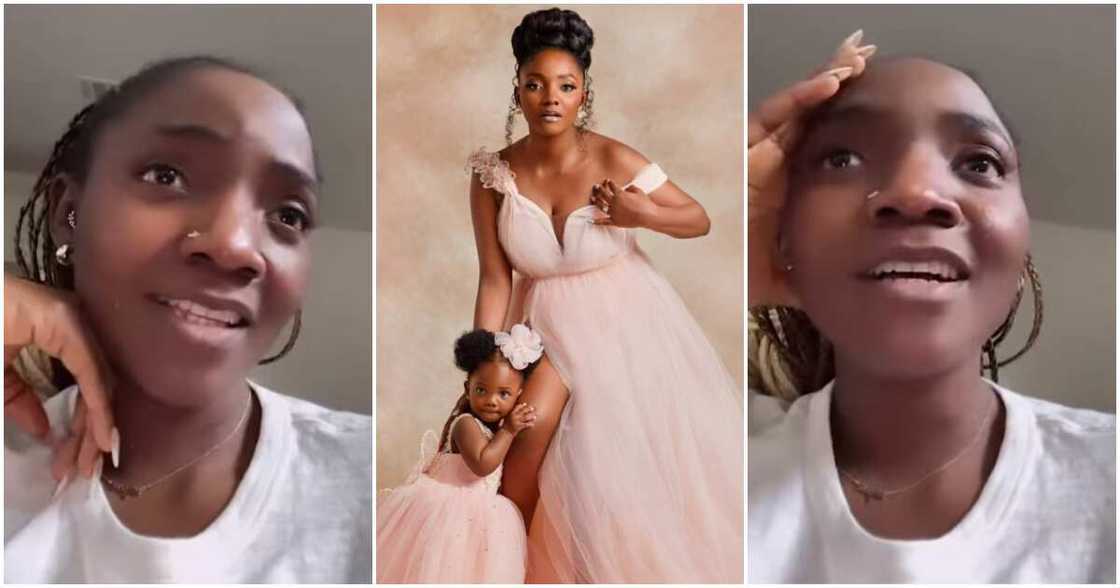 Funny video as singer Simi's daughter calls her by first name. Funny video as singer Simi's daughter calls her by first name.