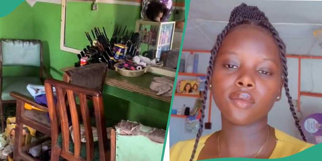 Photo of girl who renovates the shop Photo of girl who renovates the shop