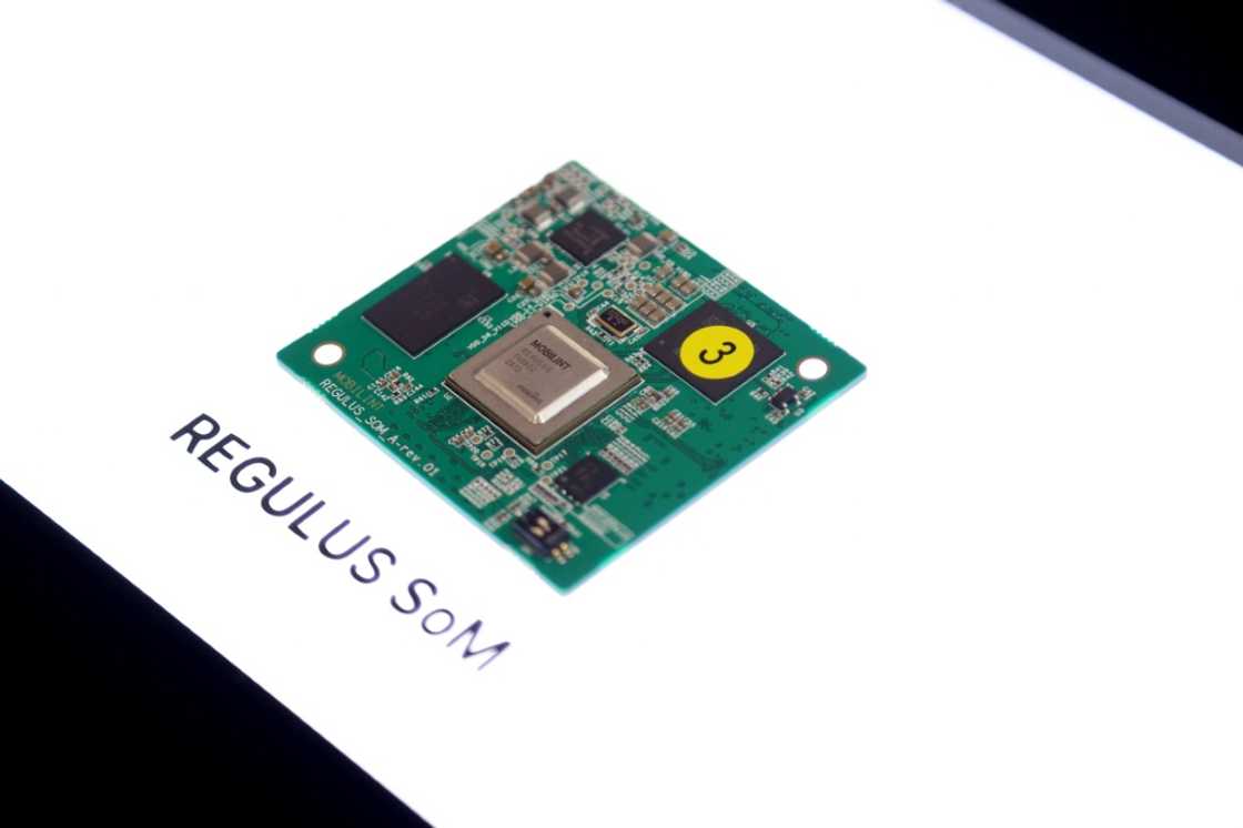 The Regulus SoM chip, an AI Accelerator, sits on display during the Consumer Electronics Show (CES) in Las Vegas, Nevada, on January 9, 2025. The Regulus SoM chip, an AI Accelerator, sits on display during the Consumer Electronics Show (CES) in Las Vegas, Nevada, on January 9, 2025.