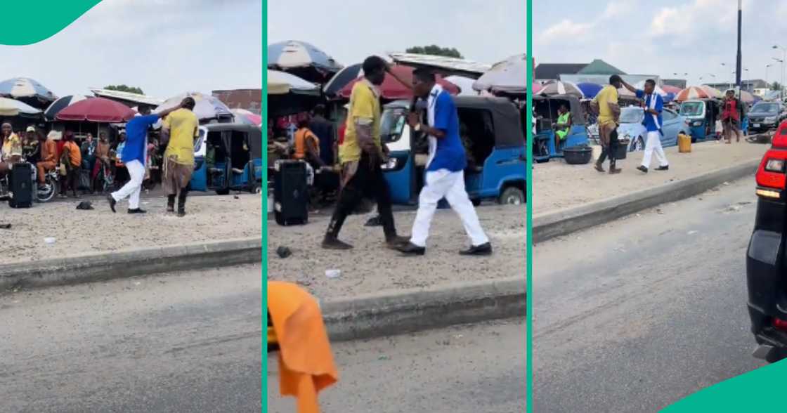 Drama as pastor struggles to heal mad man in Delta market, video emerges