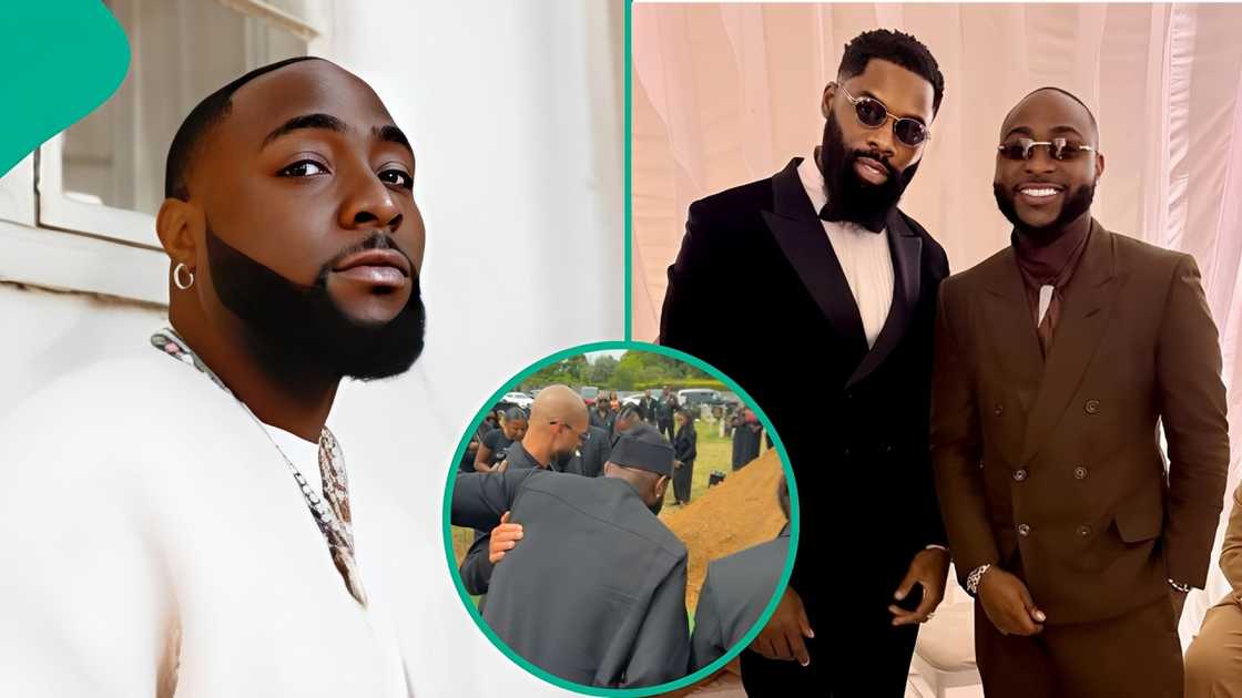 Davido pays last respect to his friend Tiny at his graveside.