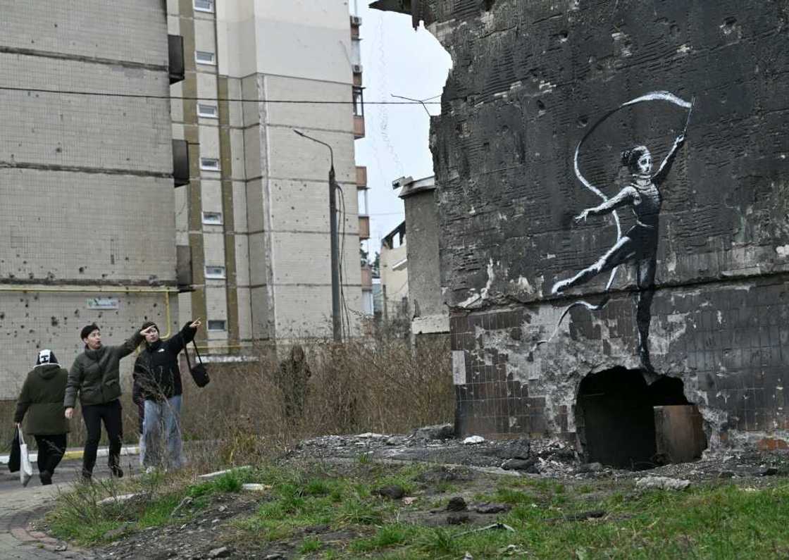 A number of murals in he style of Banksy have appeared in and around Kyiv prompting Ukrainians to think that the street artist might be working in the war-ravaged country A number of murals in he style of Banksy have appeared in and around Kyiv prompting Ukrainians to think that the street artist might be working in the war-ravaged country