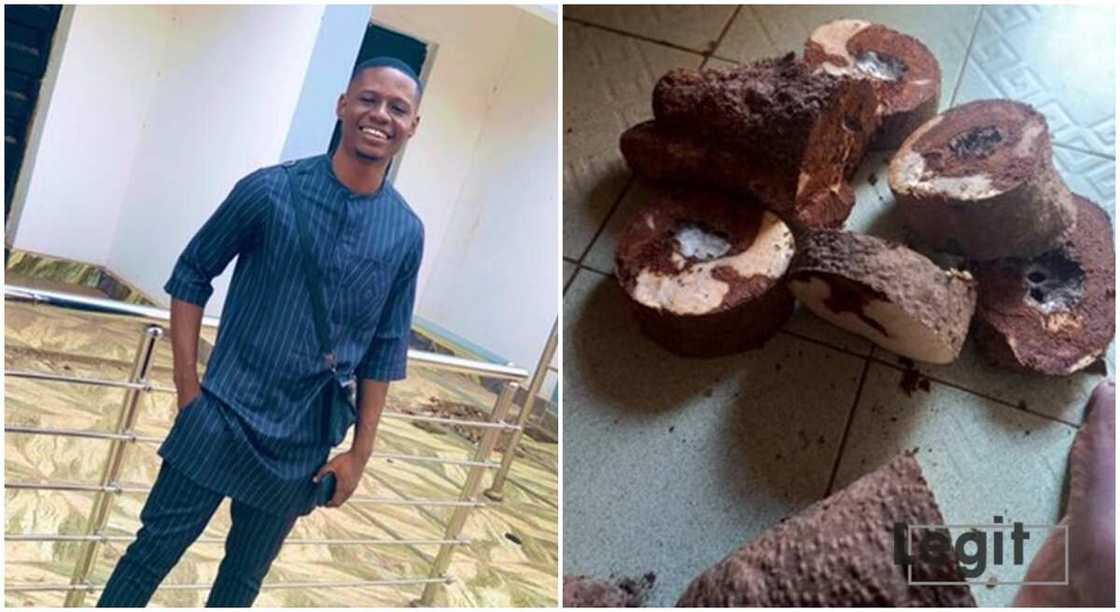 Sam bright shares image of rotten yam he bought N2,500 in Lagos state.