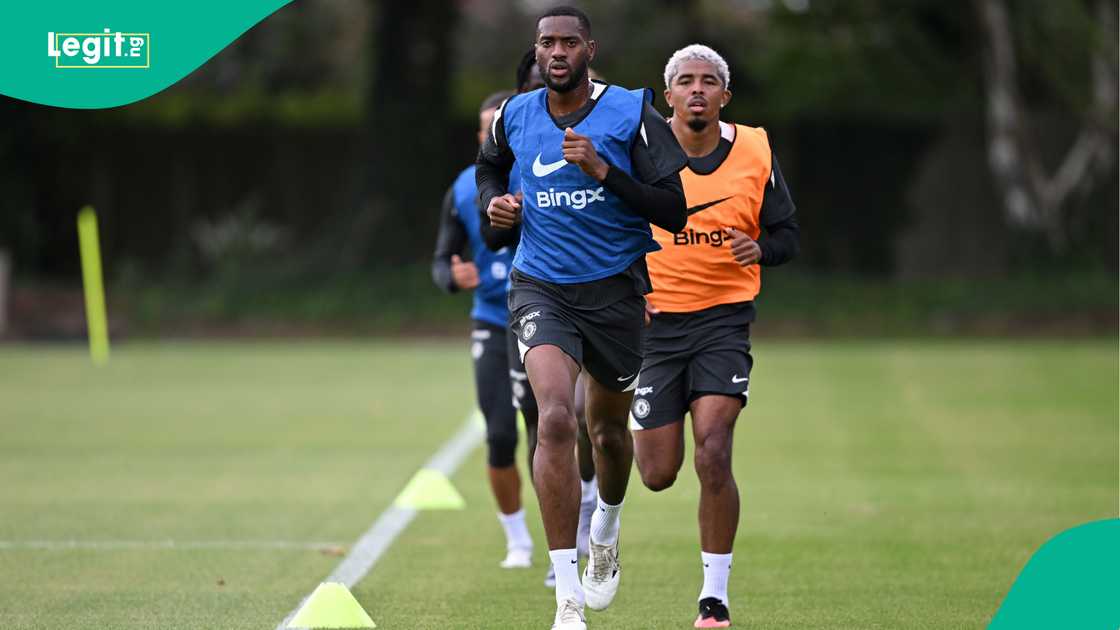 Tosin Adarabioyo, Wesley Fofana, Cobham, London, England Tosin Adarabioyo, Wesley Fofana, Cobham, London, England