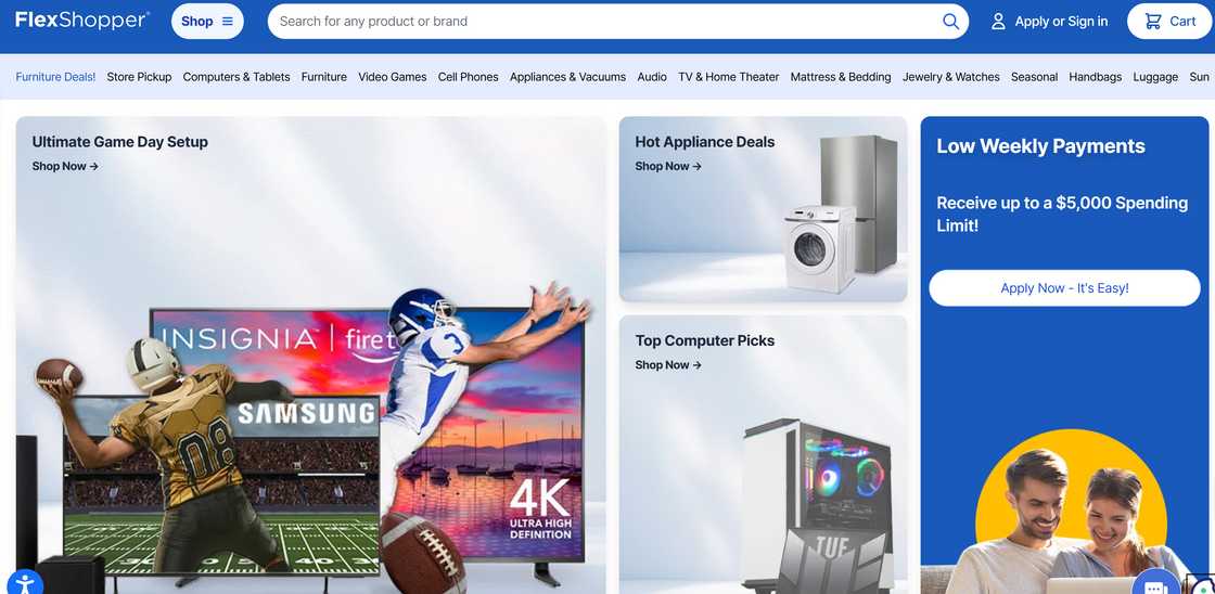 FlexShopper homepage FlexShopper homepage