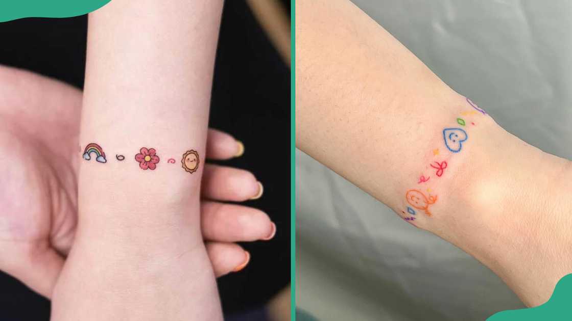 Small symbols bracelet tattoos.