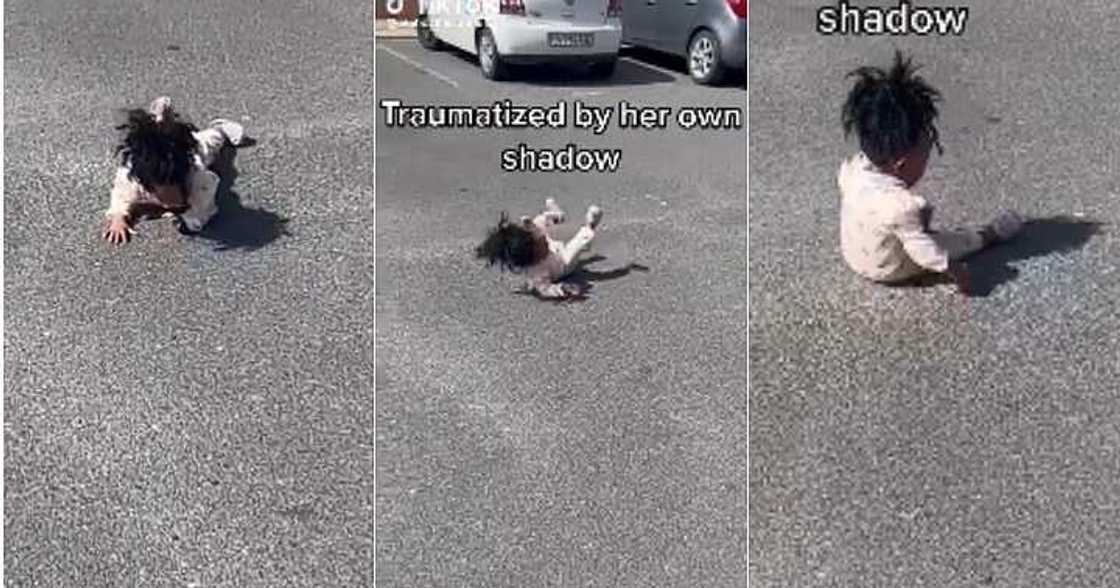 Little girl traumatized by her shadow, funny video Little girl traumatized by her shadow, funny video