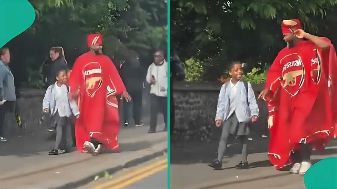 Father takes daughter to school in Arsenal outfit after EPL win Father takes daughter to school in Arsenal outfit after EPL win