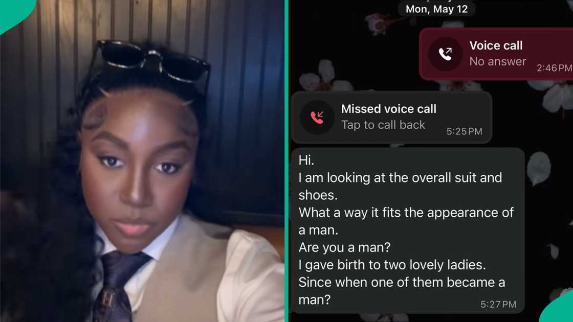 A lady shares her mum's reaction to her suit outfit. A lady shares her mum's reaction to her suit outfit.