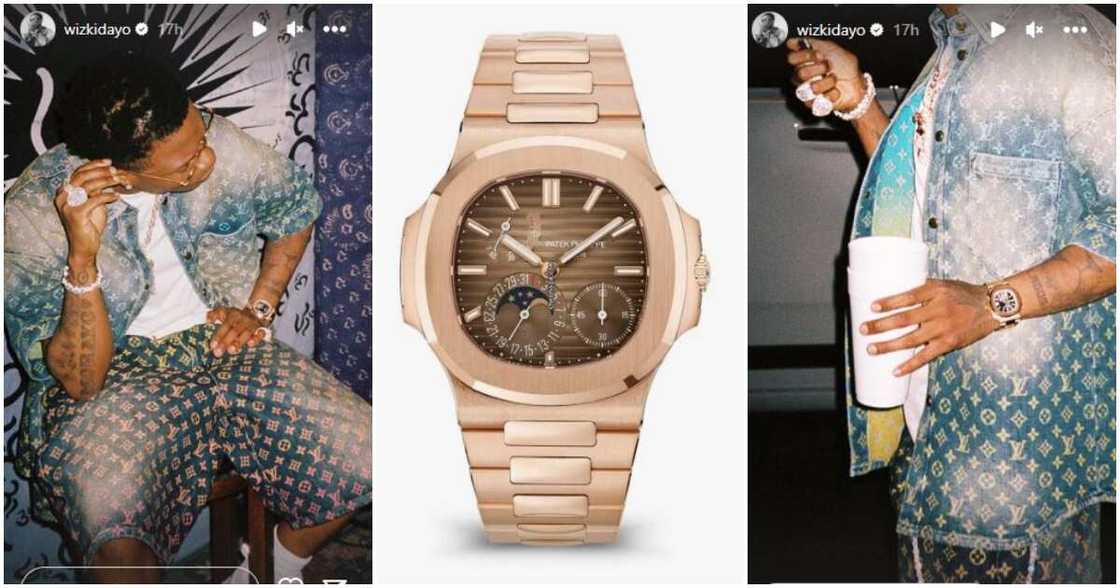 Photos of Wizkid and his Patek Philippe watch