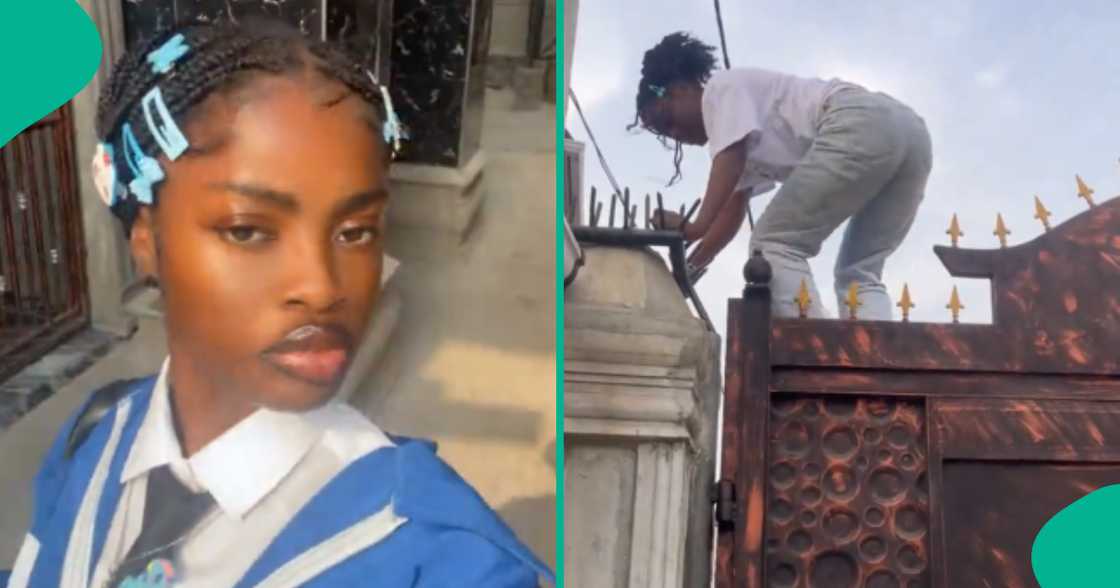 Video as Lagos State University student scales house gate to meet up with 8am test in school