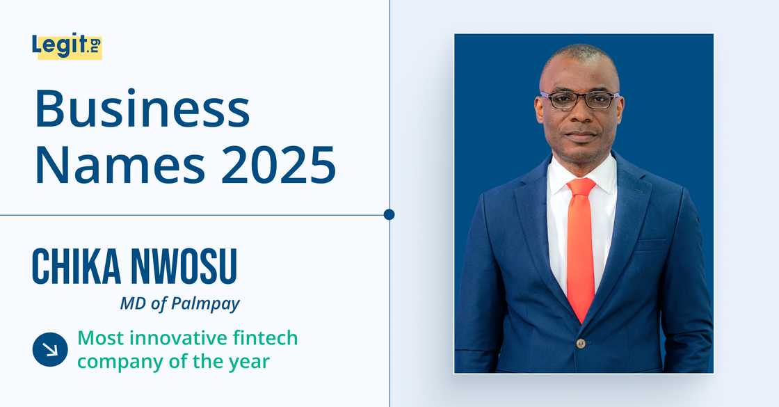 Palmpay's Chika Nwosu wins Legit Business Names Awards. for his impact on Nigeria's business landscape.