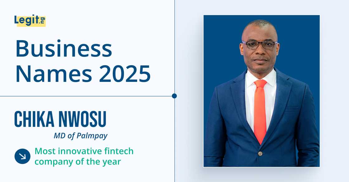 Palmpay's Chika Nwosu wins Legit Business Names Awards. for his impact on Nigeria's business landscape. Palmpay's Chika Nwosu wins Legit Business Names Awards. for his impact on Nigeria's business landscape.