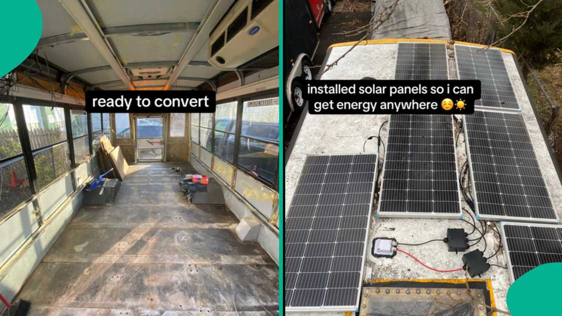 Lady converts school bus to her house, furnishes it in style, photos impress people