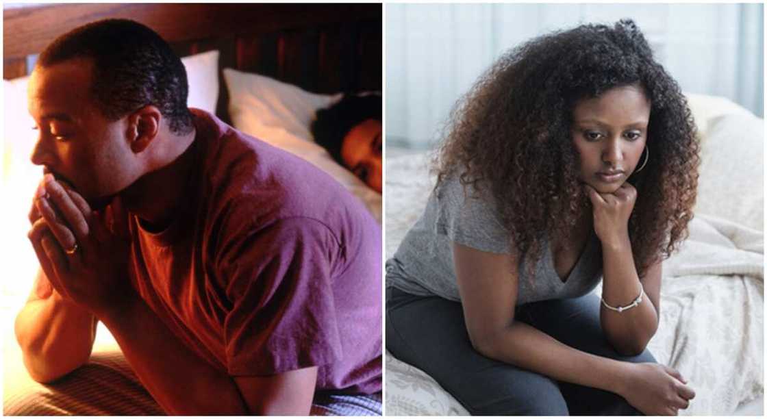 Sad black man and woman. Sad black man and woman.