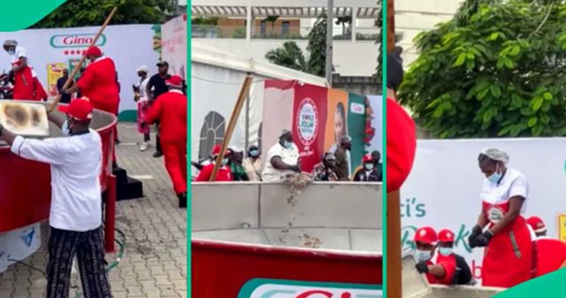 Hilda Baci begins cooking 'biggest' jollof rice.