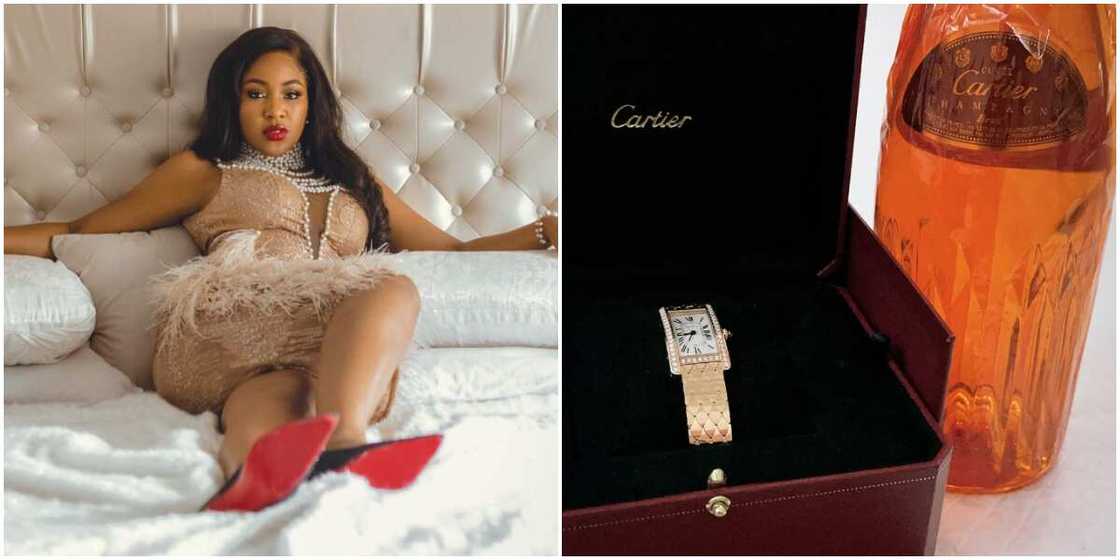 BBNaija: Erica splashes whopping N15m on Gold-Coloured Cartier wristwatch BBNaija: Erica splashes whopping N15m on Gold-Coloured Cartier wristwatch