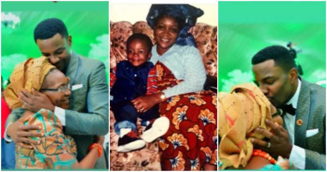 Ebuka and his mother.