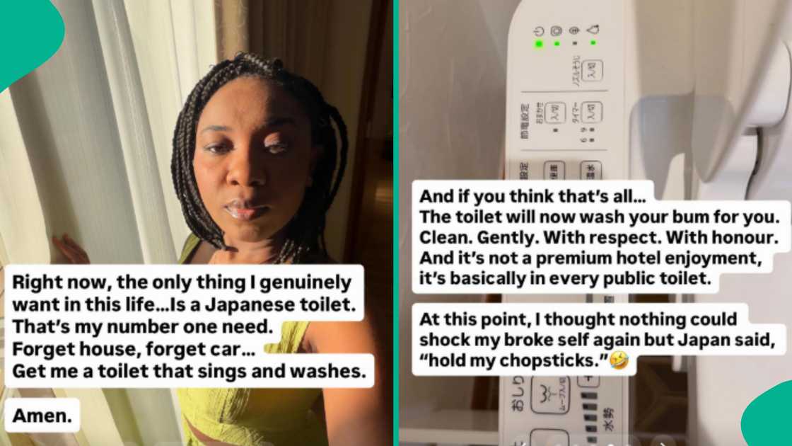 Nigerian lady in Japan amazed after using Japanese toilet, shares beautiful things it does