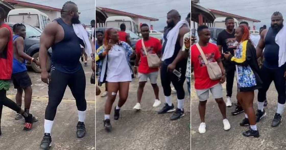 People run to take photos with Kizz Daniel's bouncer People run to take photos with Kizz Daniel's bouncer