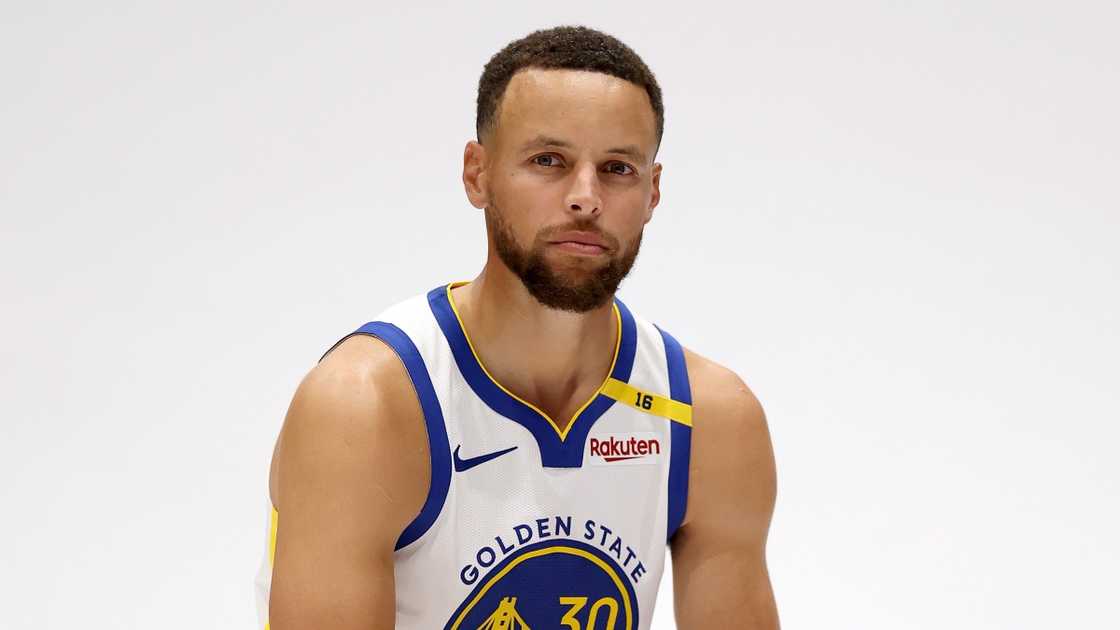 Stephen Curry of the Golden State Warriors poses