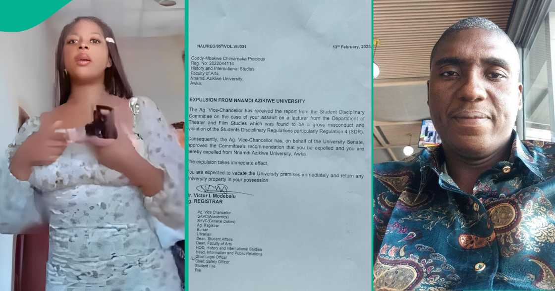 UNIZIK expels female student Goddy Mbakwe Precious who assaulted lecturer Dr Chukwudi Okoye