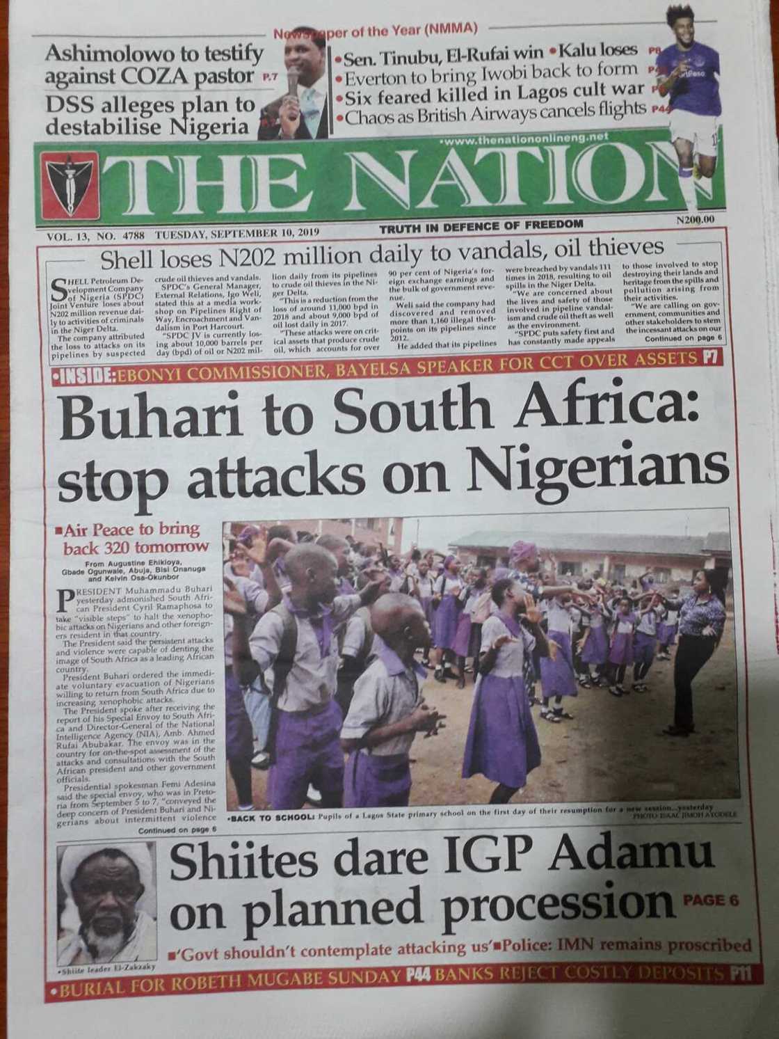 Nigerian newspaper review for September 3: Presidency orders evacuation of Nigerians in South Africa Nigerian newspaper review for September 3: Presidency orders evacuation of Nigerians in South Africa