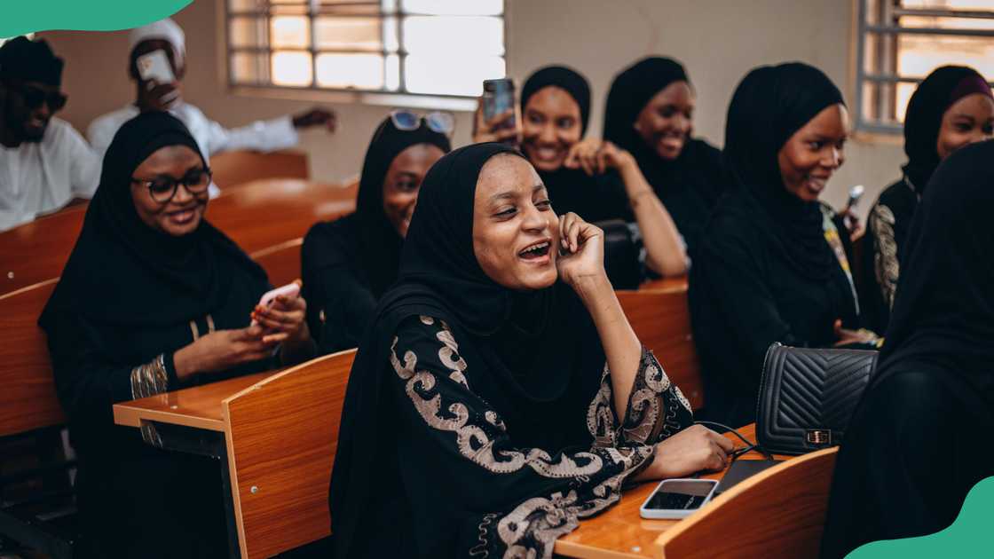 Students having a fun moment during a lecture session