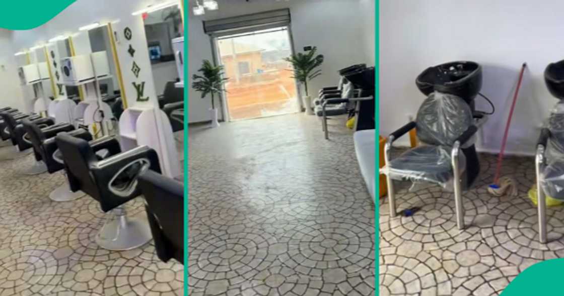 Man cries out as he displays the condition of his barbing salon. Man cries out as he displays the condition of his barbing salon.