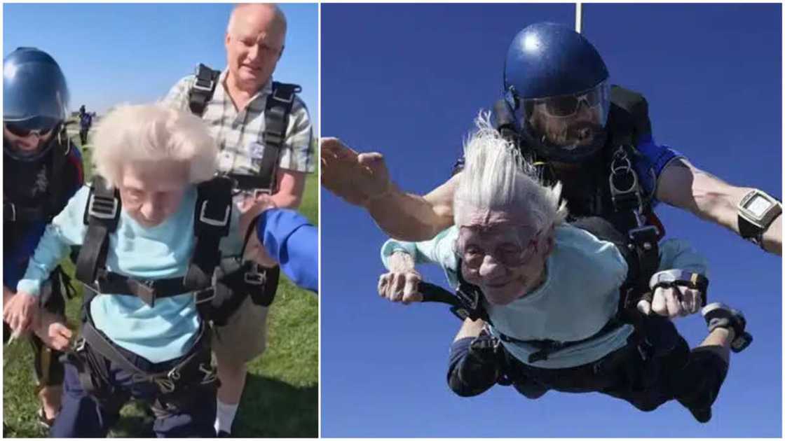 Oldest skydiver living/Dorothy Hoffner for Guinness World Records.