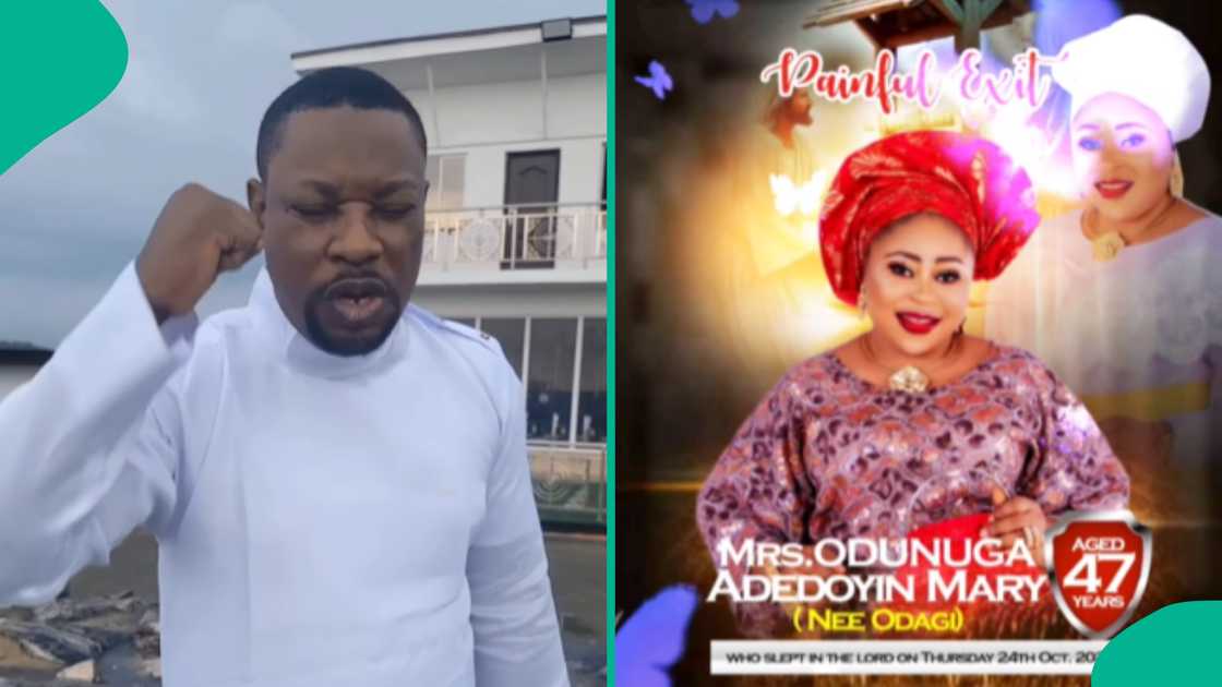 Gospel singer Dare Melody mourns late wife at her wake. Gospel singer Dare Melody mourns late wife at her wake.