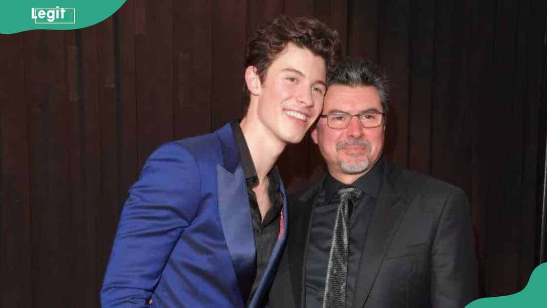Shawn Mendes and his father, Manuel, at Staples Centre