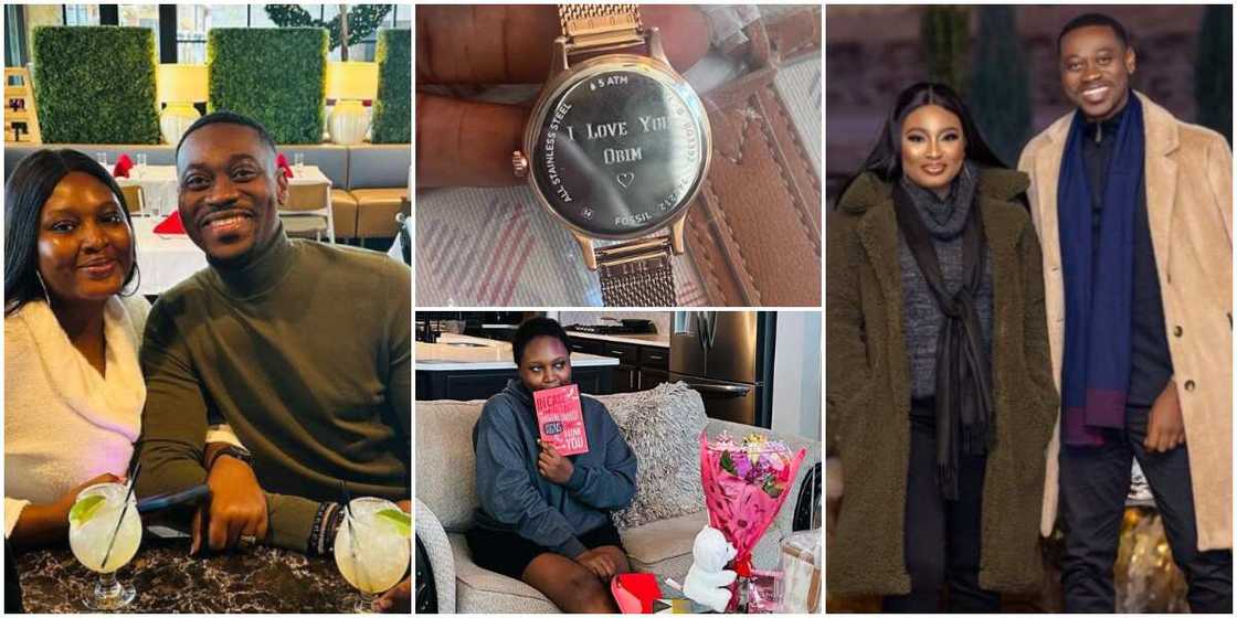 Lateef Adedimeji with wife Adebimpe Oyebade on Valentine's Day, Actress Adebimpe Oyebade with her Vale gifts from Lateef Adedimeji, Lateef Adedimeji and wife Adebimpe Oyebade