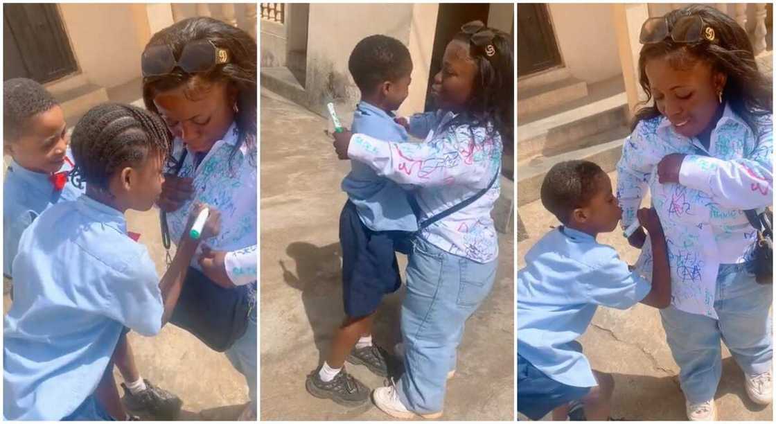 Photos of a lady celebrating her graduation with children. Photos of a lady celebrating her graduation with children.