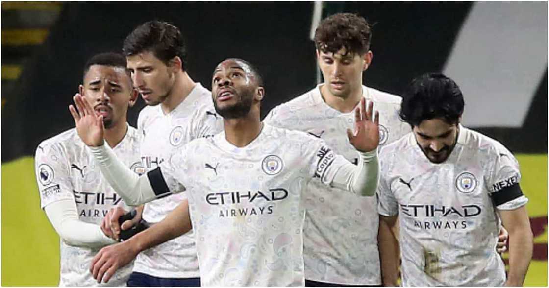 Man City players celebrating a goal. Photo: Getty Images. Man City players celebrating a goal. Photo: Getty Images.
