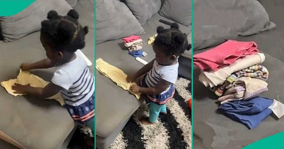 Mum in awe as little daughter uses AC remote to iron clothes Mum in awe as little daughter uses AC remote to iron clothes